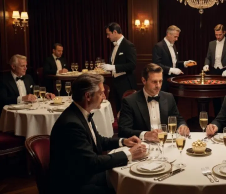 Dîner gastronomique intimiste avec tables de jeux ludiques installées entre les tables de restaurant